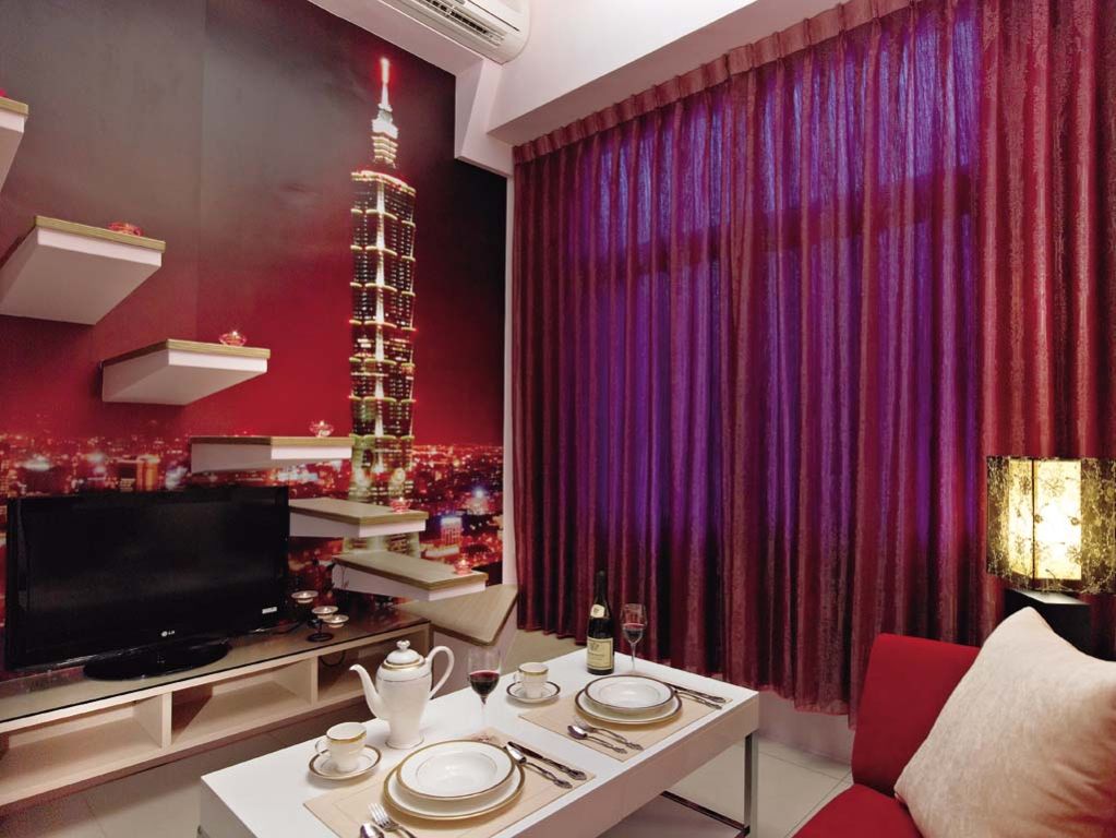 客厅,窗帘,现代,紫色