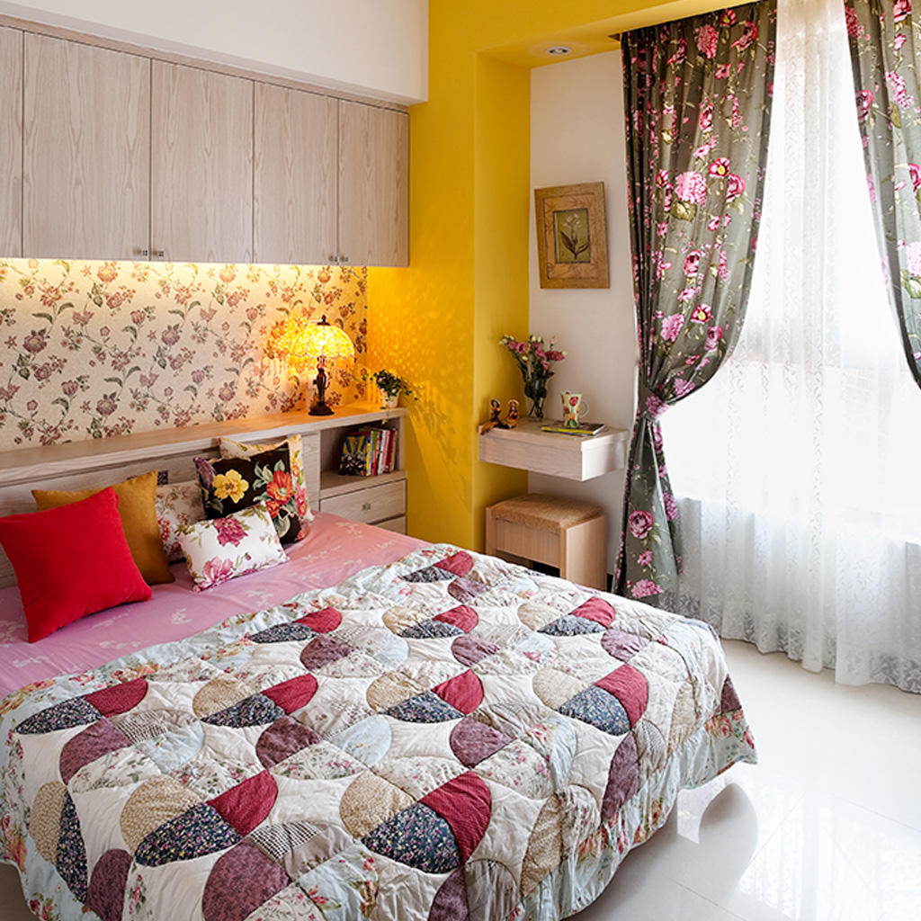 卧室,窗帘,其它,田园,混搭,彩色