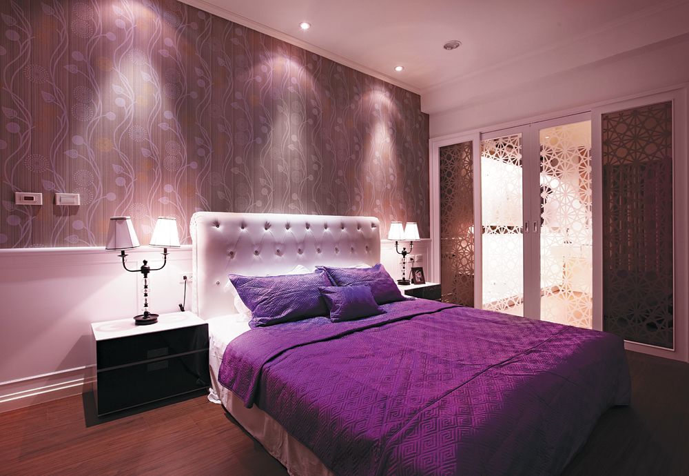 卧室,现代,紫色