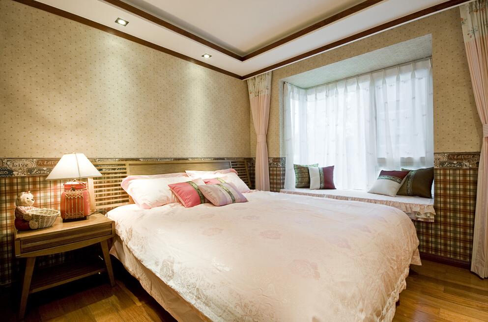卧室,飘窗,东南亚,白色,粉色