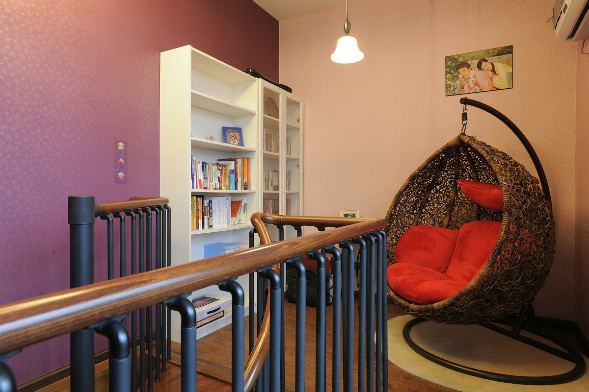 书房,背景墙,楼梯,其它,美式,田园,白色,红色,紫色,咖啡色