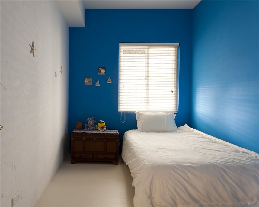 卧室,背景墙,简约,田园,蓝色