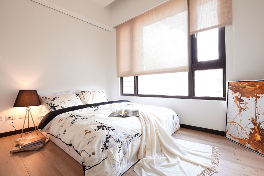 卧室,窗帘,日式,米色
