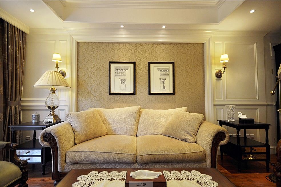 优雅美式客厅沙发背景墙效果图