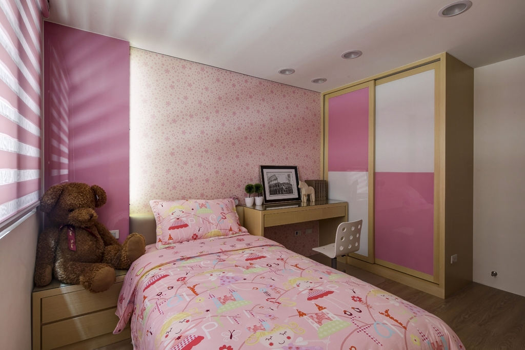 儿童房,背景墙,衣柜,其它,现代,粉色