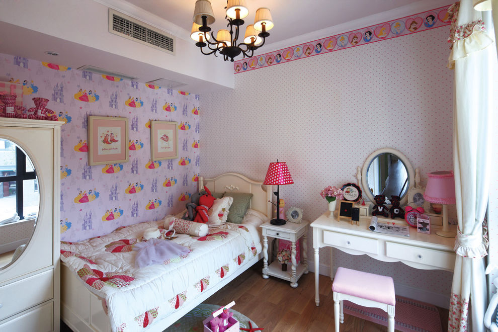 儿童房,背景墙,混搭,紫色,粉色
