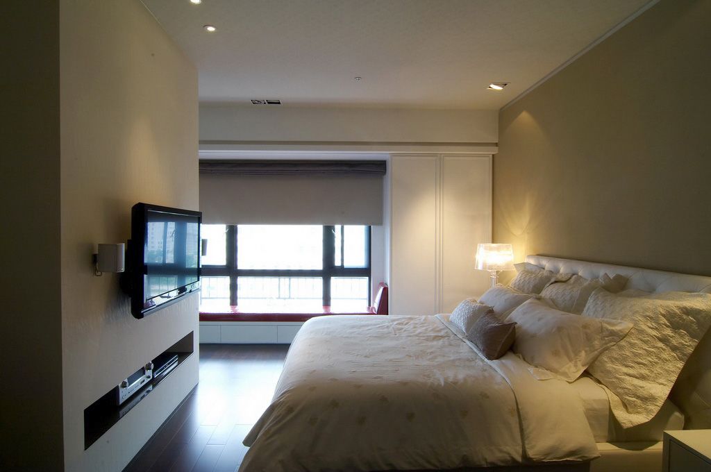 卧室,背景墙,飘窗,简约,现代,米色