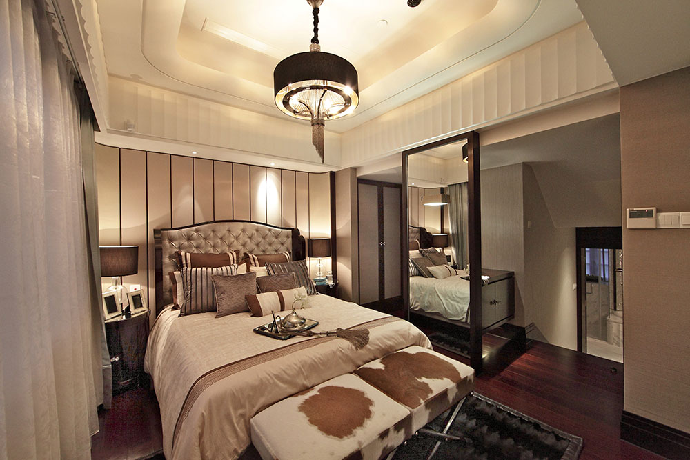 卧室,隔断,现代,美式,白色,米色,咖啡色