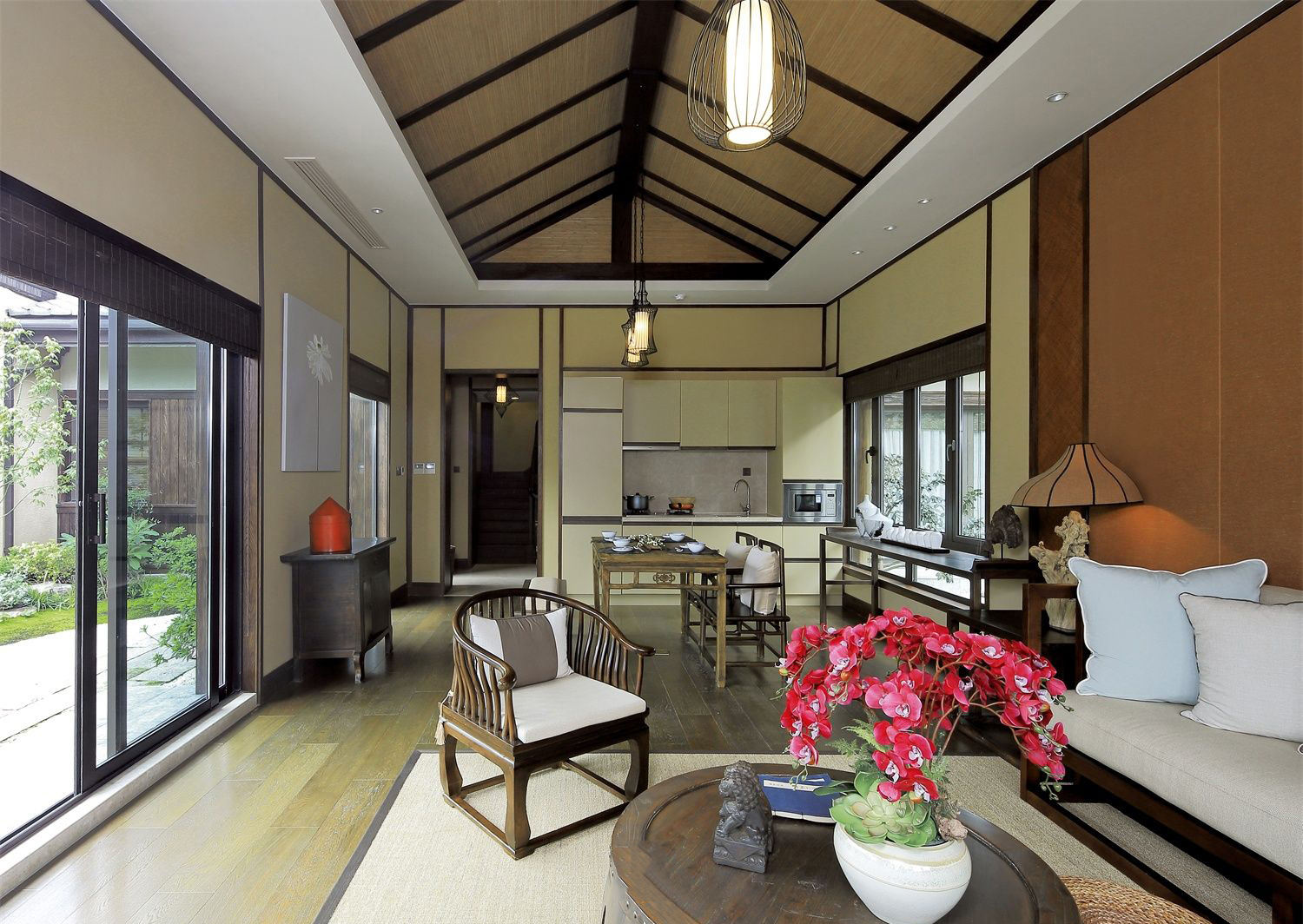 和风原木日式风格别墅室内设计装修案例图