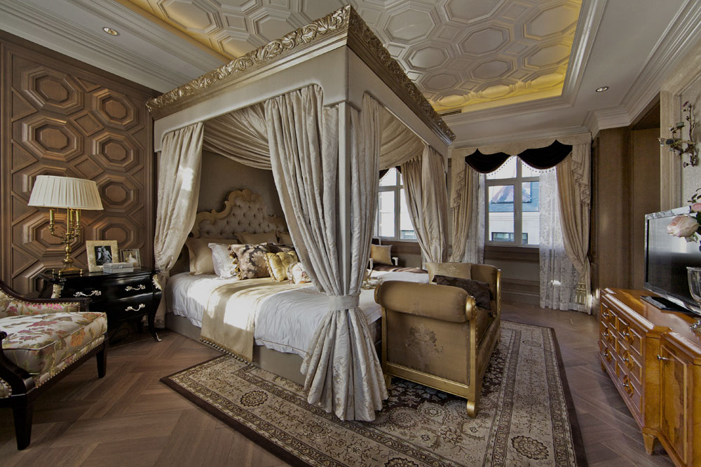 卧室,背景墙,吊顶,窗帘,窗户,其它,美式,白色,米色,黑色,咖啡色