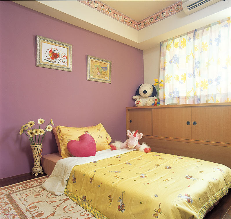 儿童房,背景墙,现代,日式,紫色