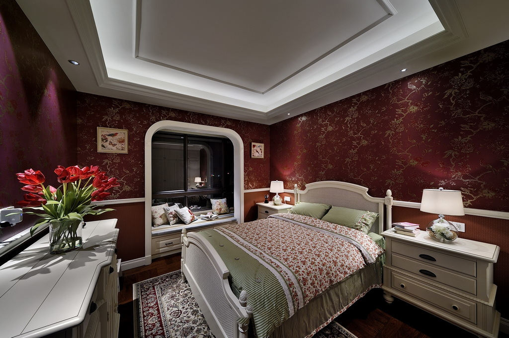卧室,其它,美式,白色,红色