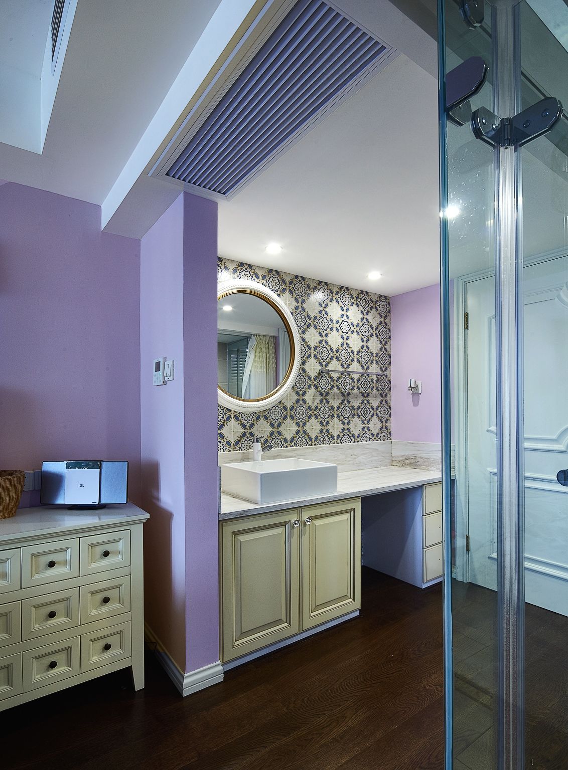 卫生间,其它,美式,紫色,米色