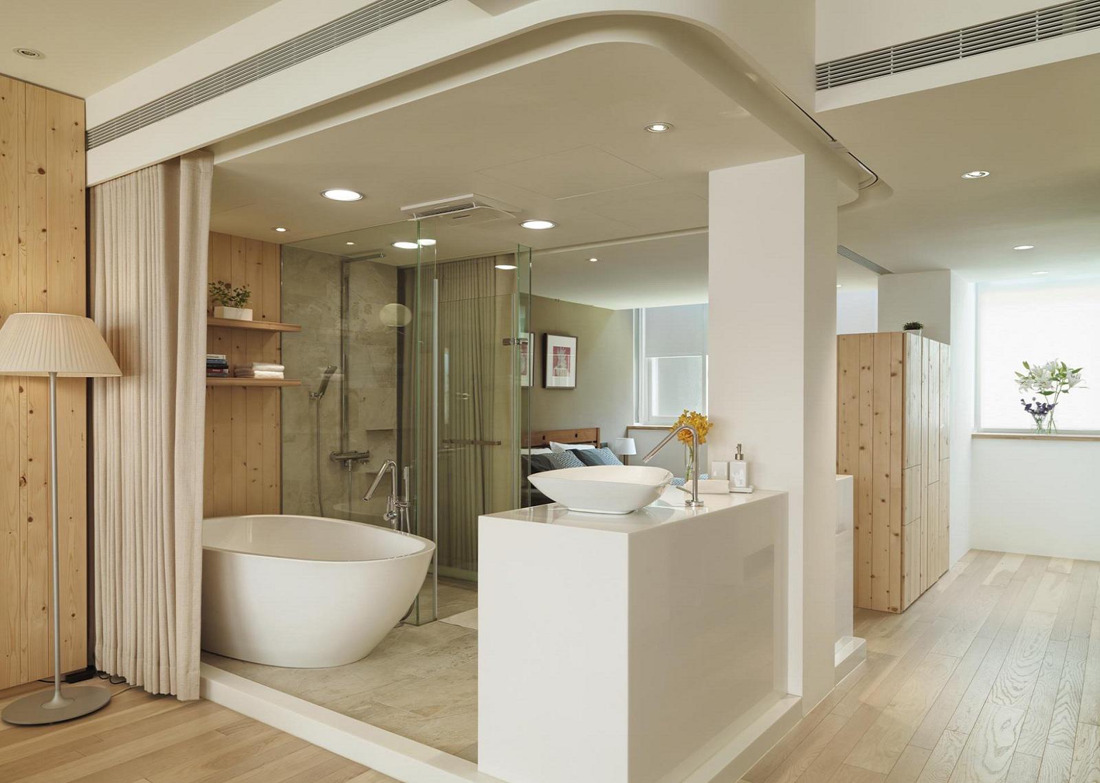 个性创意日式开放式家居浴室拉帘设计