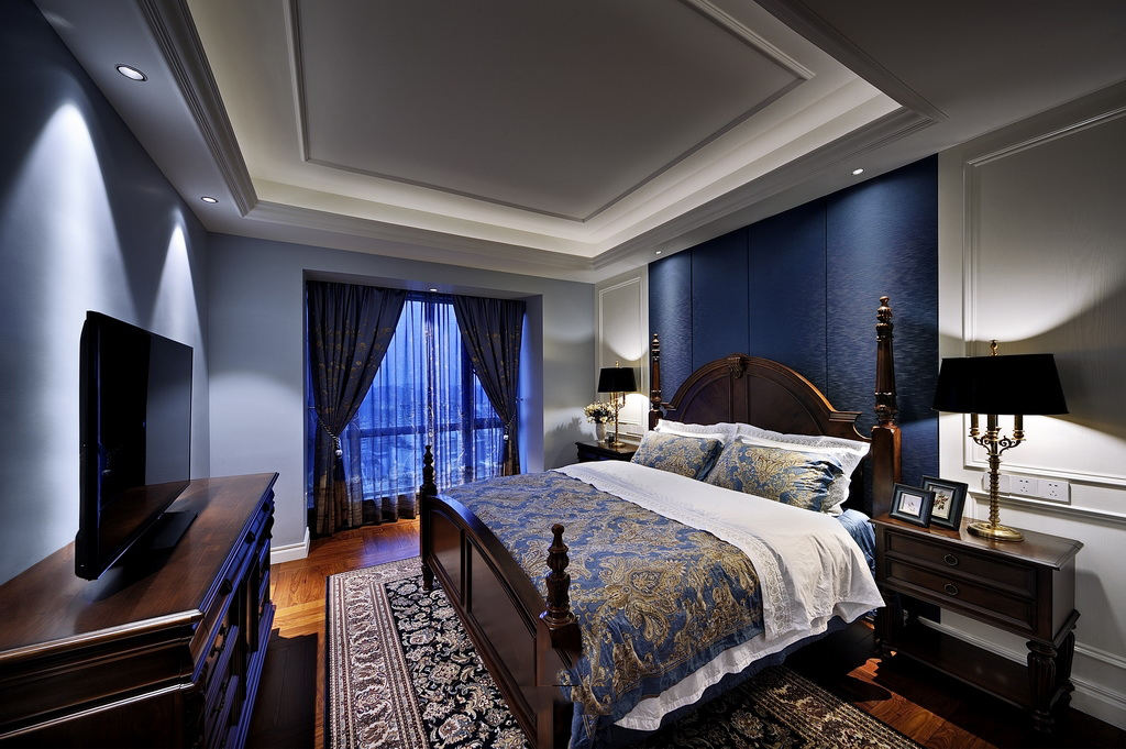 卧室,其它,美式,白色,蓝色
