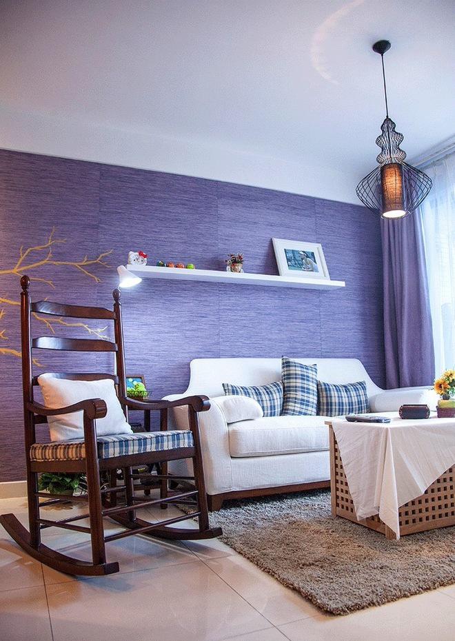 客厅,背景墙,简约,紫色