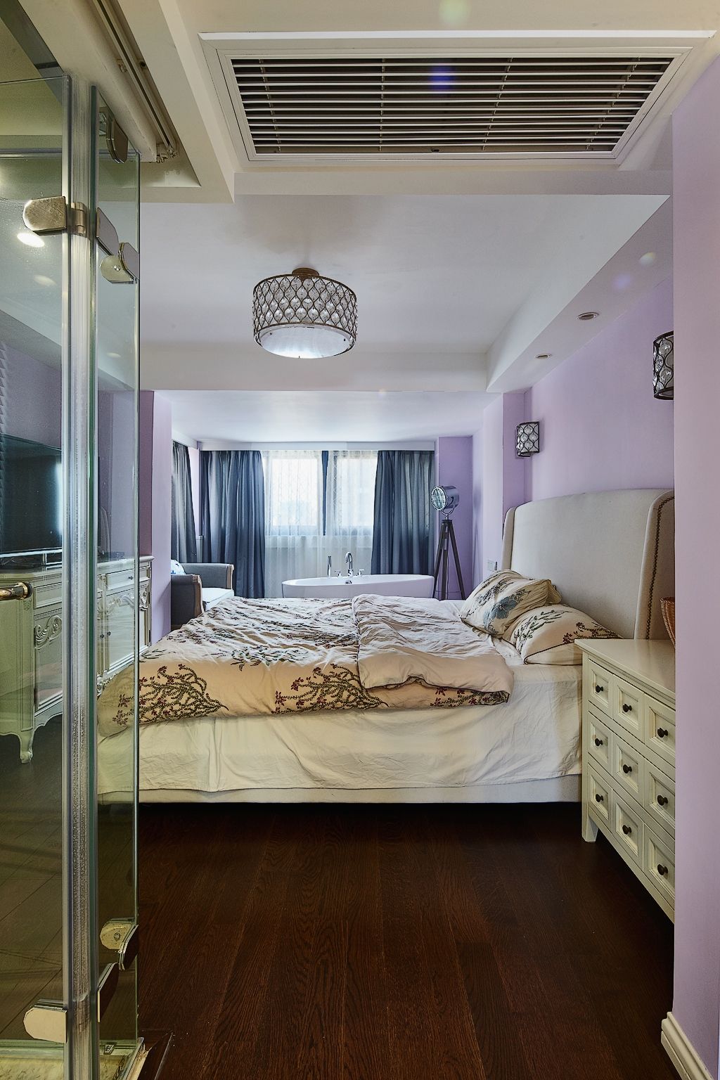 卧室,背景墙,其它,简约,紫色