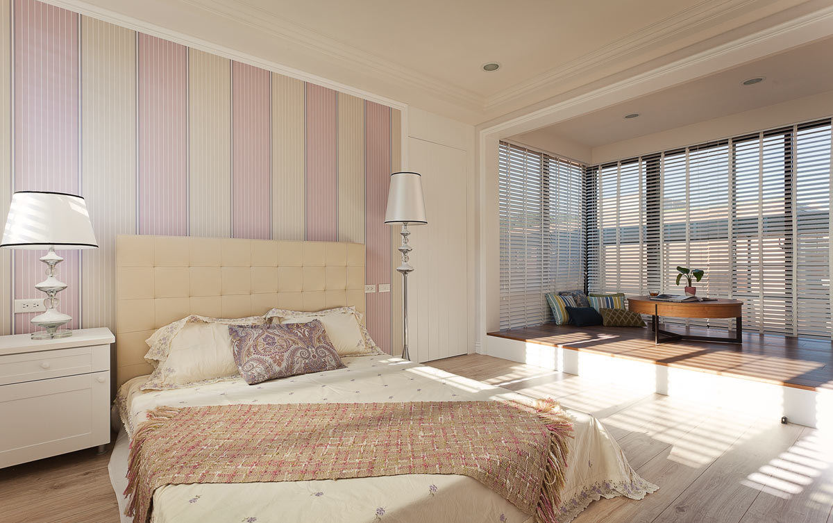 卧室,阳台,其它,简约,美式,米色,粉色