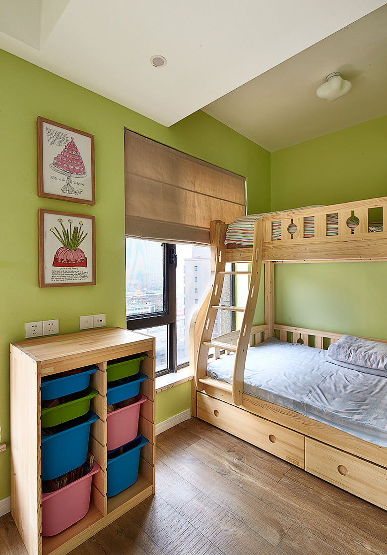 儿童房,其它,美式,绿色,彩色