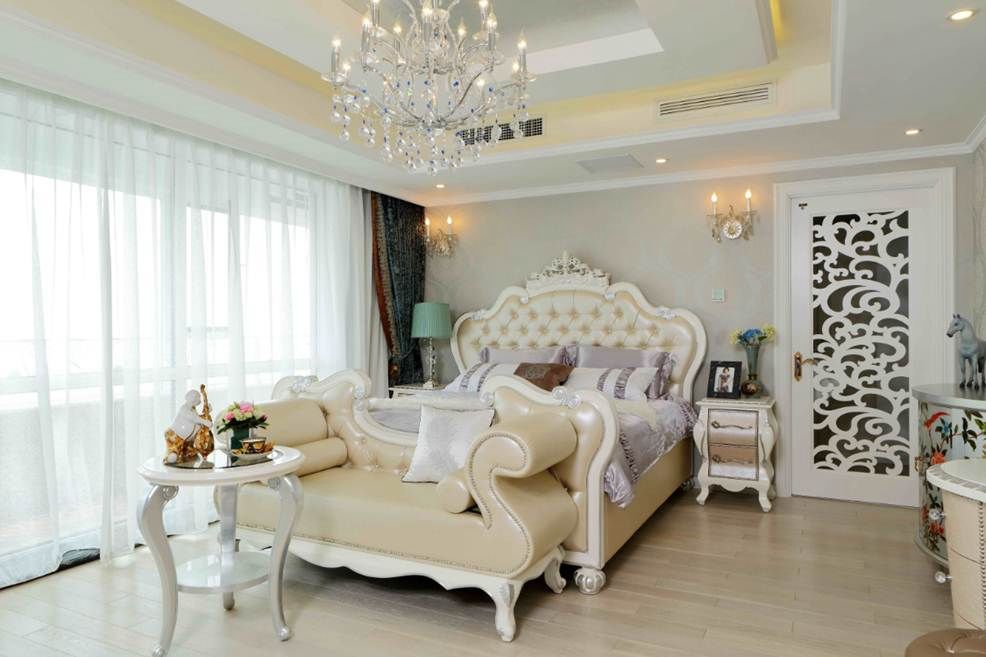卧室,背景墙,吊顶,窗帘,其它,简欧,白色
