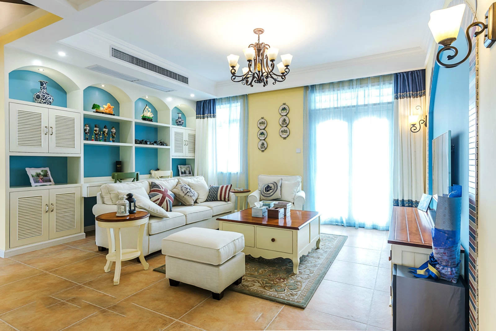 客厅,其它,地中海,黄色,蓝色