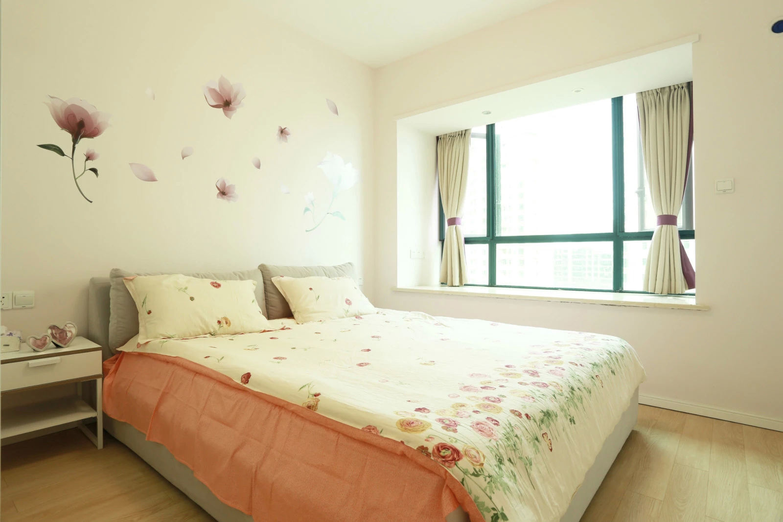卧室,其它,地中海,米色,粉色
