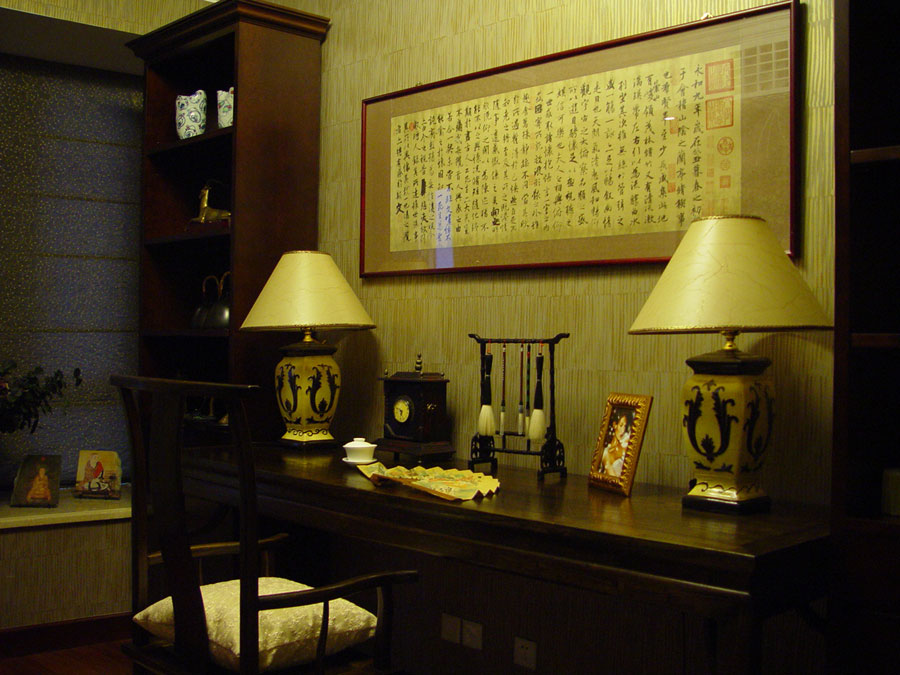 书房,其它,中式,白色,红色,咖啡色