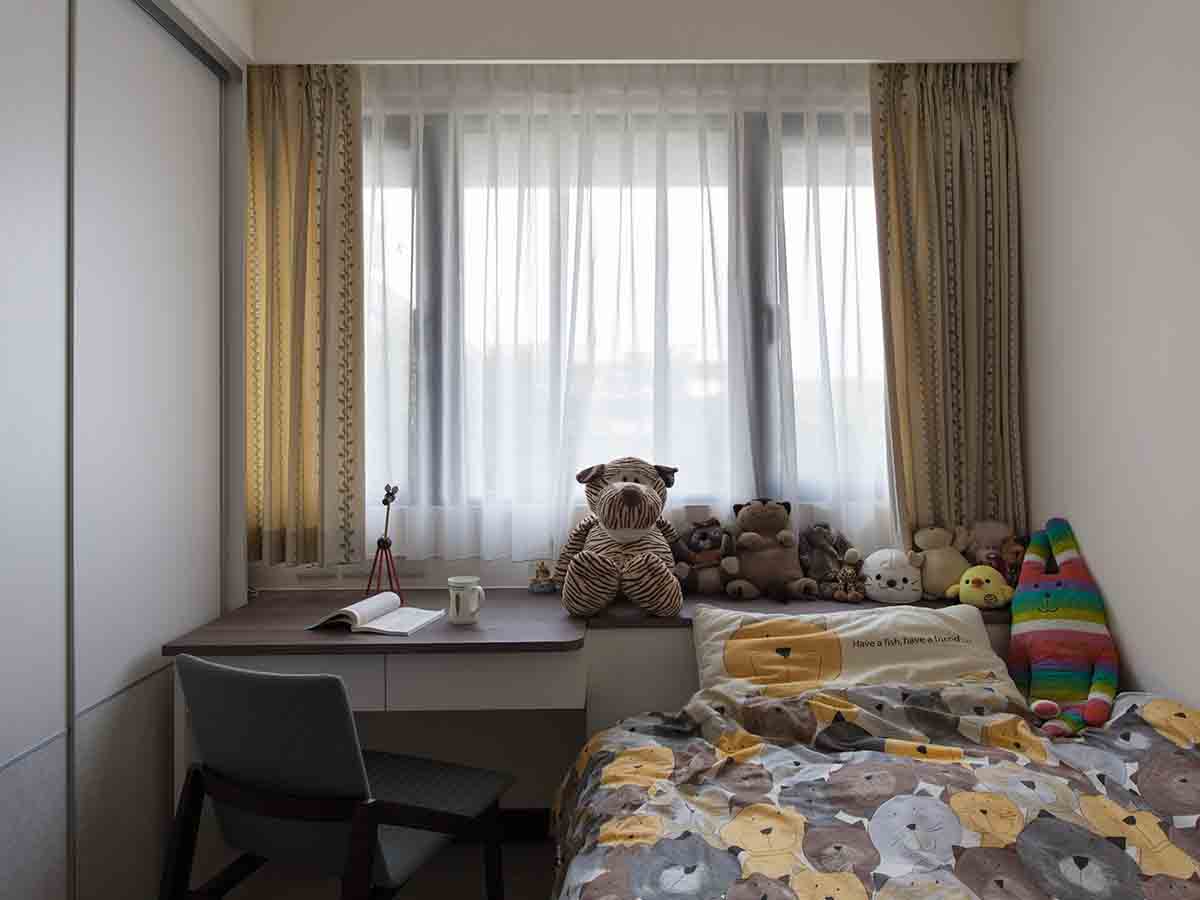 儿童房,窗帘,简约,现代,白色,黄色