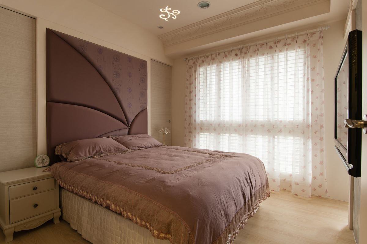 卧室,背景墙,新古典,紫色