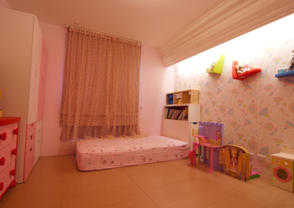 儿童房,窗帘,背景墙,田园,粉色