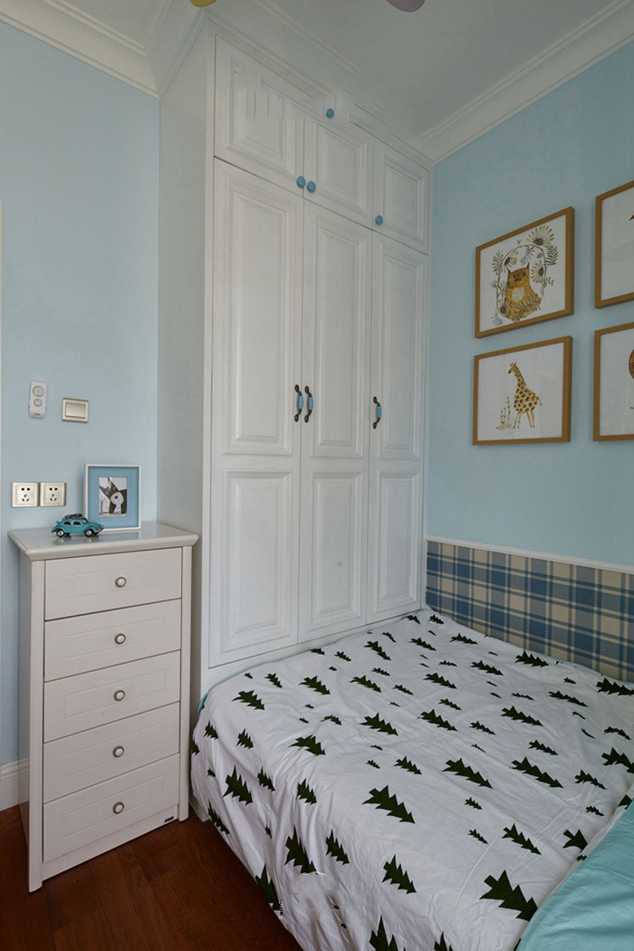 卧室,背景墙,简约,北欧,蓝色
