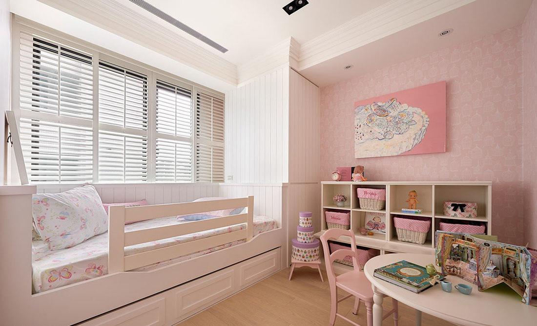 儿童房,其它,简欧,白色,粉色