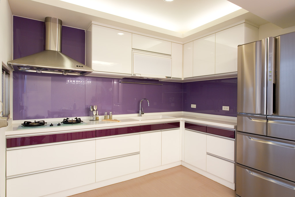 厨房,背景墙,简约,现代,紫色