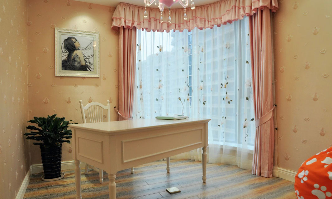 卧室,窗帘,欧式,粉色