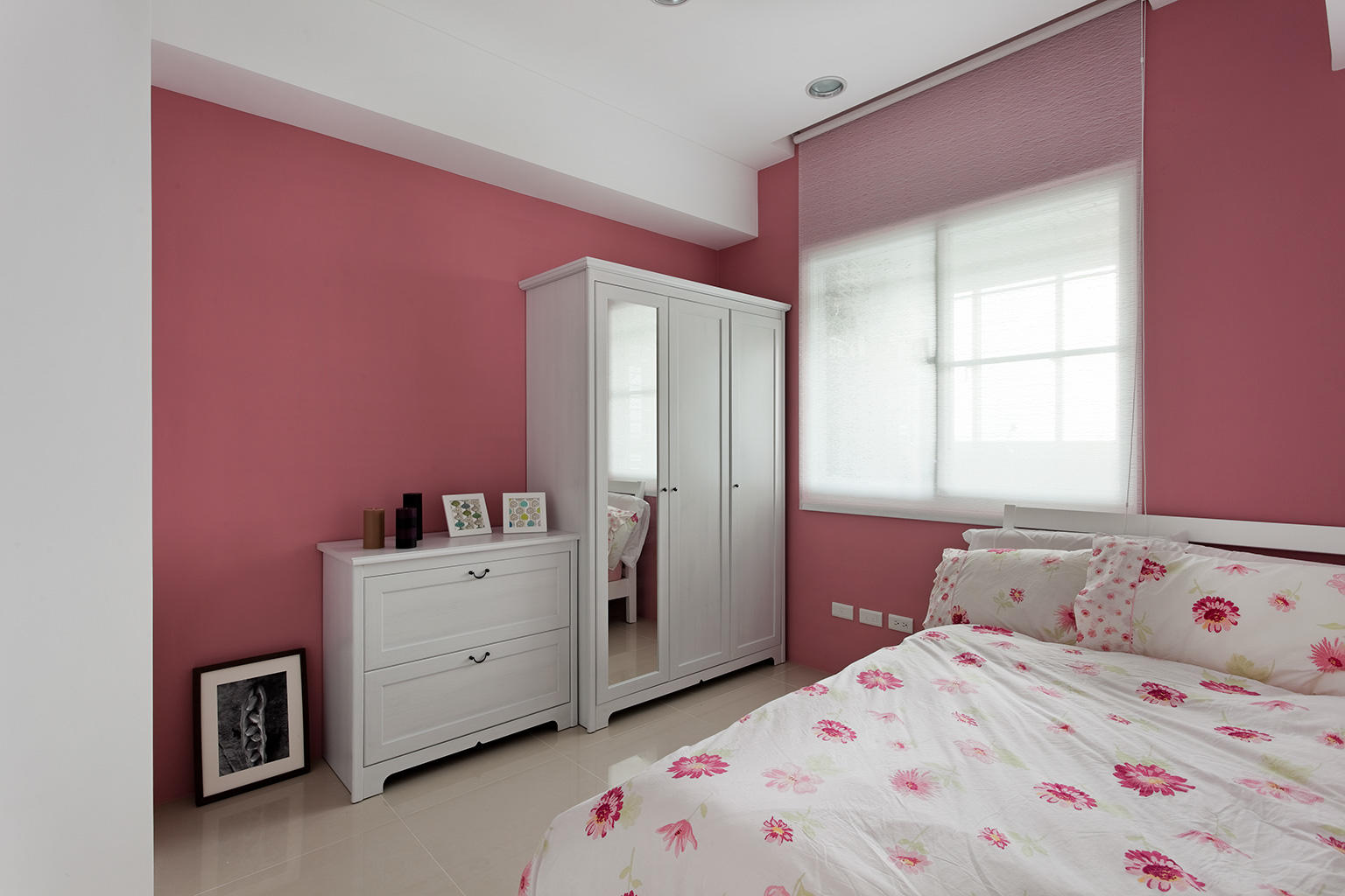 儿童房,背景墙,窗帘,衣柜,其它,简约,白色,粉色