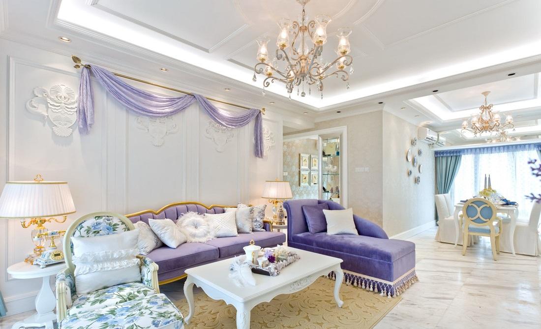 客厅,其它,简欧,紫色
