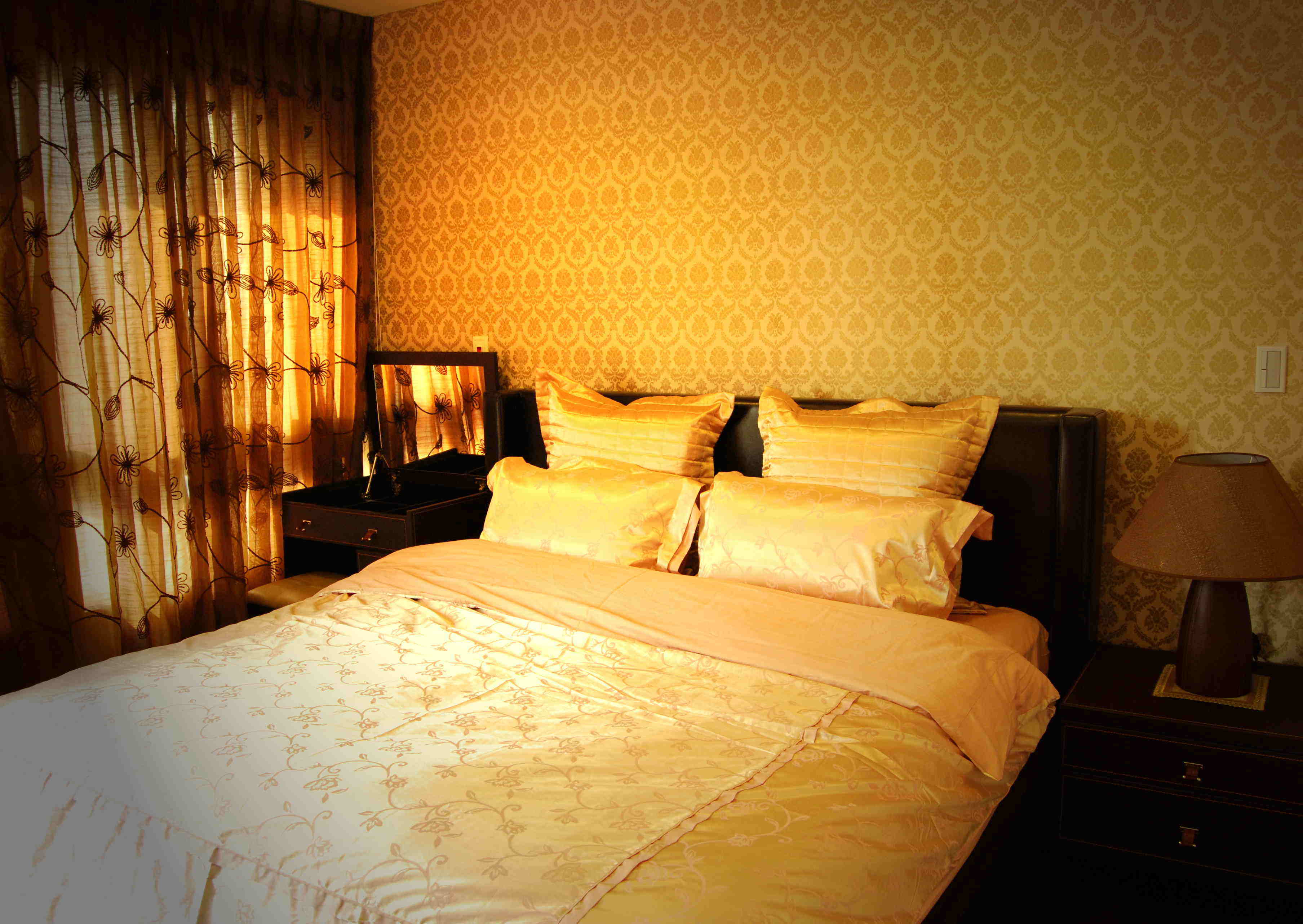 卧室,背景墙,其它,现代,米色,黄色,咖啡色