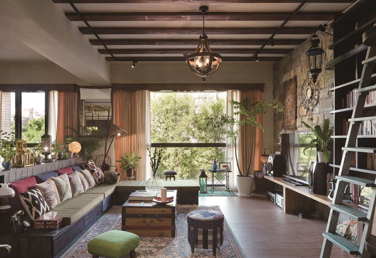 《美式田园》客厅组合沙发装修效果图 – 设计本装修效果图