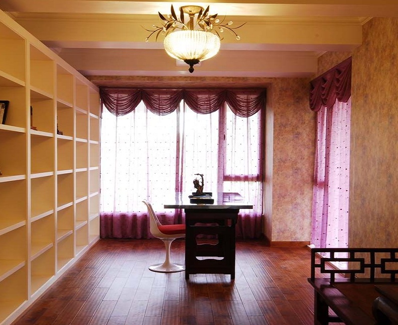 书房,窗帘,田园,粉色