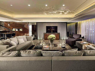 奢华后现代豪宅客厅沙发效果图