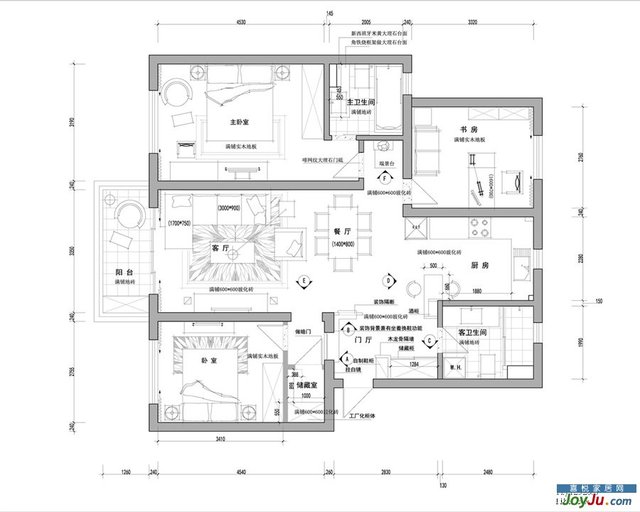 简约风幸福小屋 110平米3房2厅装修实例