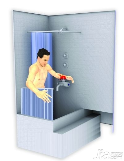 小心卫生间墙上水龙头 有人洗澡滑倒被扎伤