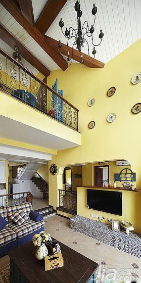 地中海风格复式20万以上客厅吊顶装修效果图