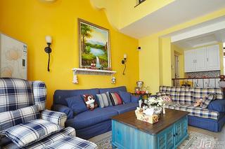 地中海风格复式黄色20万以上沙发背景墙沙发效果图