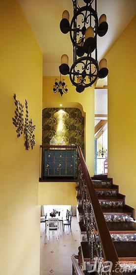 地中海风格复式黄色20万以上楼梯装修效果图