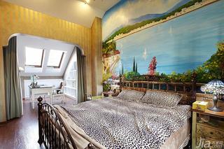 地中海风格复式20万以上卧室卧室背景墙装修图片