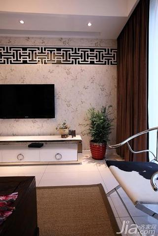 中式风格二居室20万以上电视背景墙电视柜图片