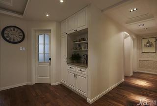 美式风格三居室白色140平米以上过道收纳柜效果图