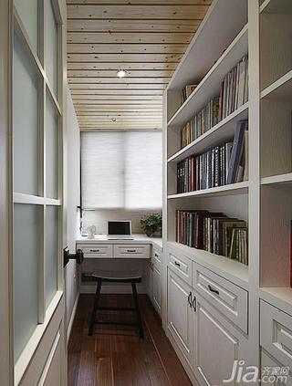 美式风格三居室140平米以上书房吊顶书柜图片