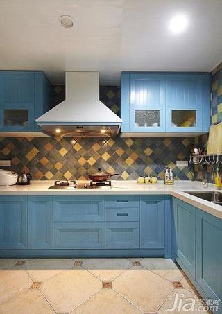 地中海风格二居室蓝色90平米厨房橱柜设计图